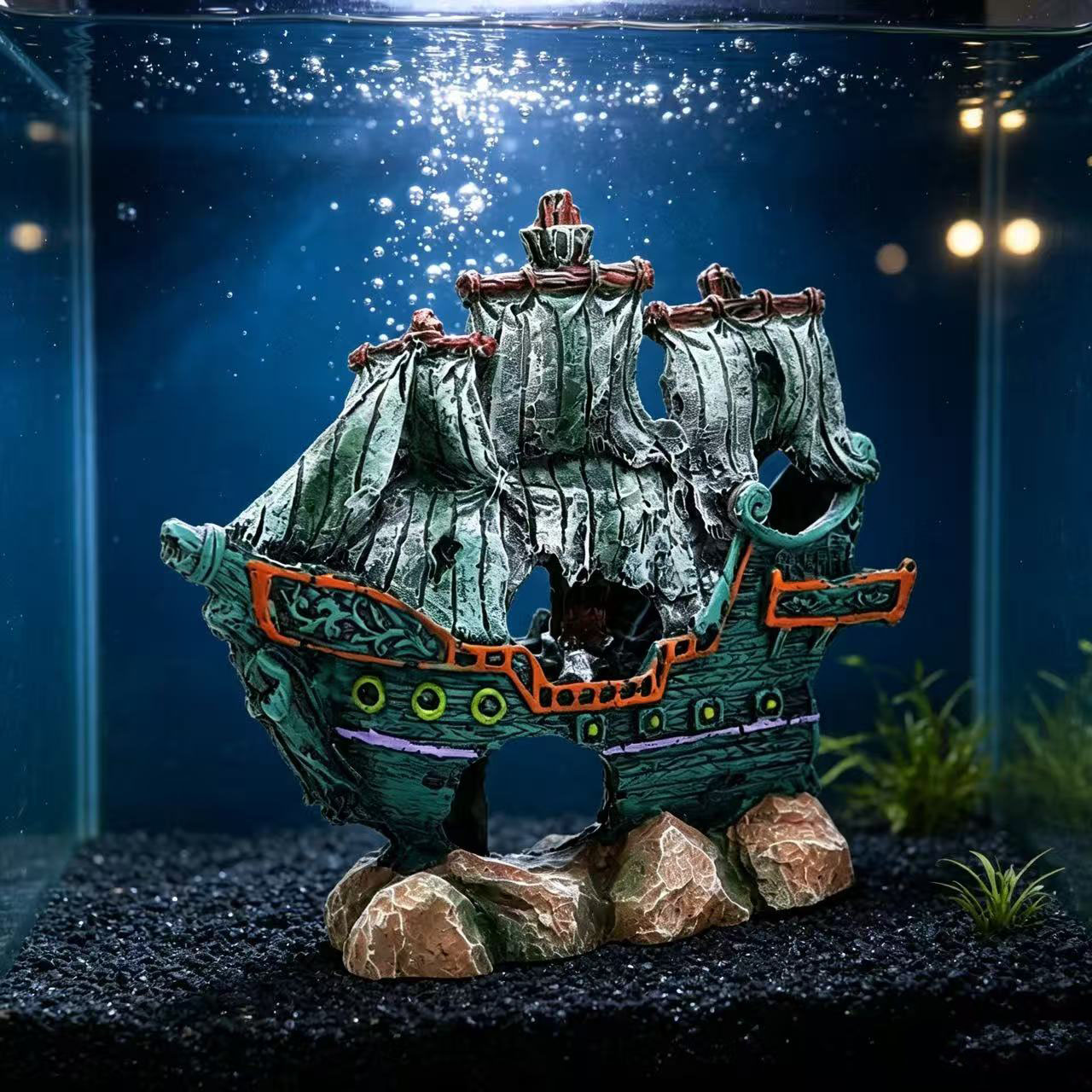 Aquarium Marina - Decoração para Aquário: Barco Veleiro Naufragado
